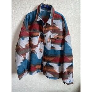 Aztec Southwestern Country Tribal Button Up Shacket Boho 2XL Women Yellowstone